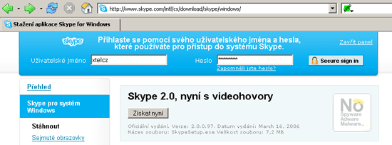 Přihlášení k účtu